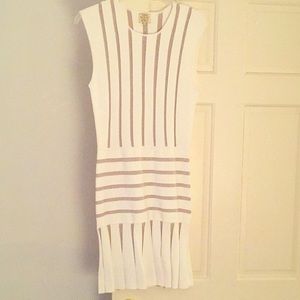 Silver and white bodycon mini dress